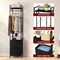 3-Tier Heavy Duty Coat Rack with 2 Fabric Drawers | Black Freestanding Garment Organizer for Bedroom/Entryway | 80lb Capacity Steel Frame & Rust-Proof Design